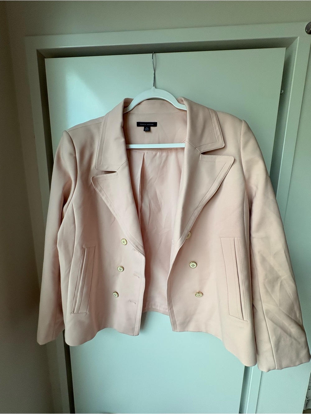 Tommy Hilfiger Blush Pink Double-Breasted Blazer Jacket
